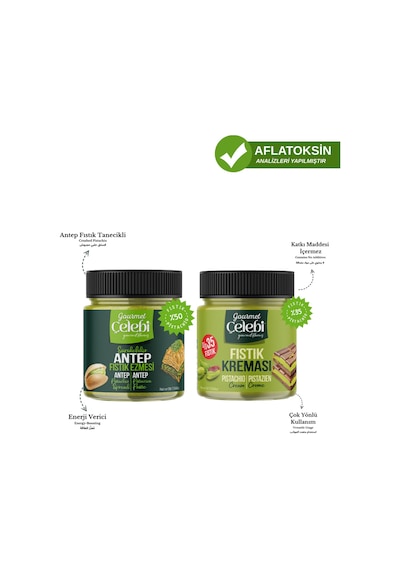 Antep Fıstık Ezmesi & Antep Fıstık Kreması 2'li Avantaj Paketi 200 Gr X 2