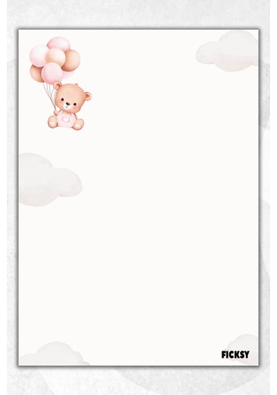 A5 Ayıcık Bloknot Çizgisiz Defter - 50 Yaprak - Memopad - Notepad - Not Defteri - Not Kağıdı Ekru Ekru