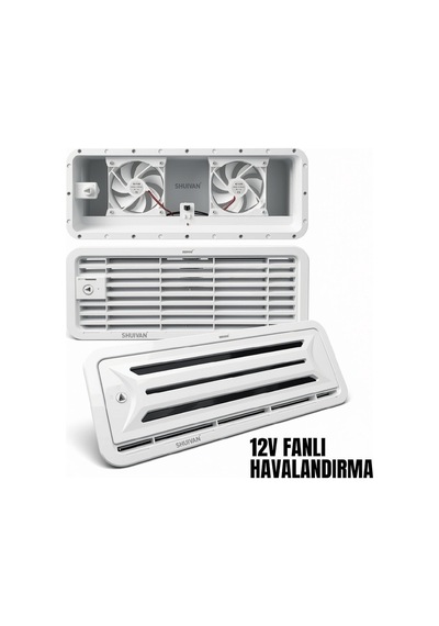 Shuıvan Buzdolabı Havalandırma Menfezi 12v Fanlı Kış Kapaklı 48x18,5cm - Beyaz - 12v-2016