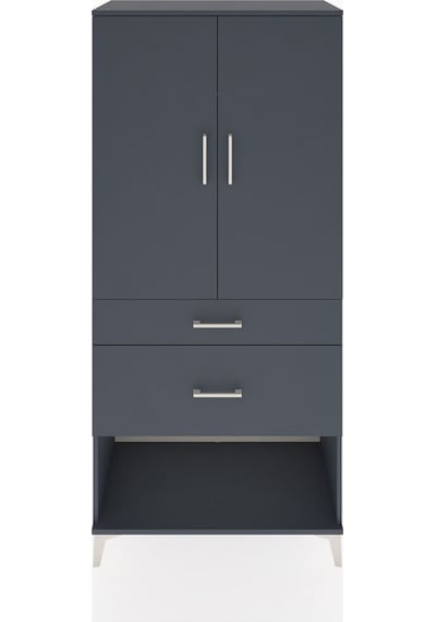 Hyperion Dolap Tek Raflı 2 Çekmeceli Tek Askılı 88x44x195 Antrasit-antrasit Antrasit