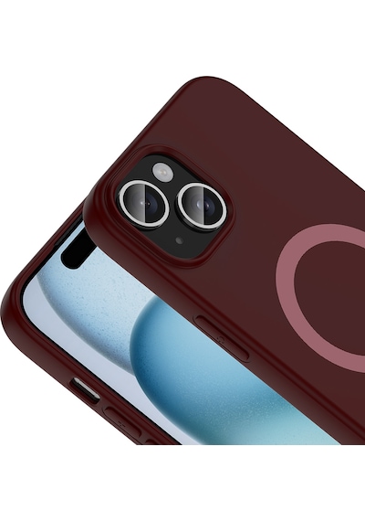 Maks Technology iPhone Uyumlu 15 Kılıf M-safe Şarj Özellikli Mkst Aris Silikon Kapak - Mürdüm