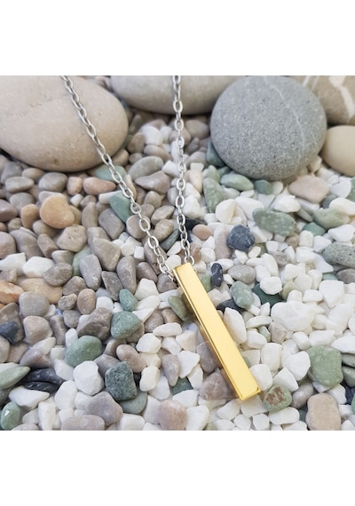 Chavin Uzun Bar Sarı Gold Çelik Erkek Beyan Kolye Zincir Ef33Sr (478259839)