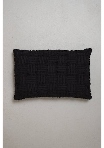 Peraluna Foam Pıllow Şifon Şerit Triko Yastık Kılıfı 60x40 Cm Siyah - Siyah