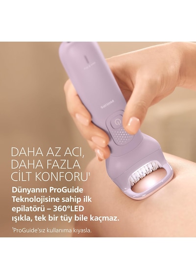 Epilatör Serisi 9000, Kablosuz, Islak Ve Kuru Kullanım, Proguide, Led Işık, 32 Cımbız, Bre728/05