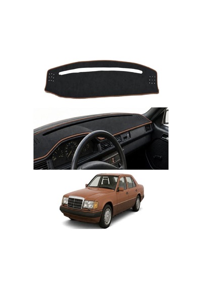 Mercedes-benz - W124 1985-1997 Uyumlu Torpido Koruma Kılıfı - Kahverengi Şeritli
