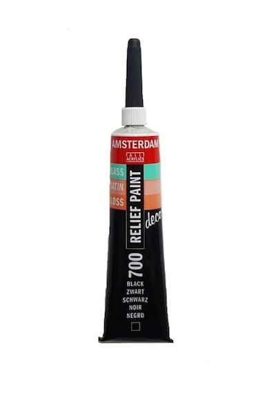 Talens Amsterdam Relıef Paint Siyah Cam Boyası 20Ml Tüp 4 Adet