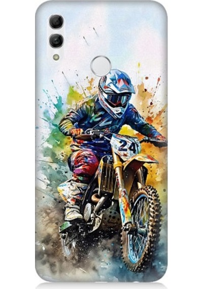 Huawei Honor 10 Lite Uyumlu Motorsikletçi Desenli Silikon Kılıf