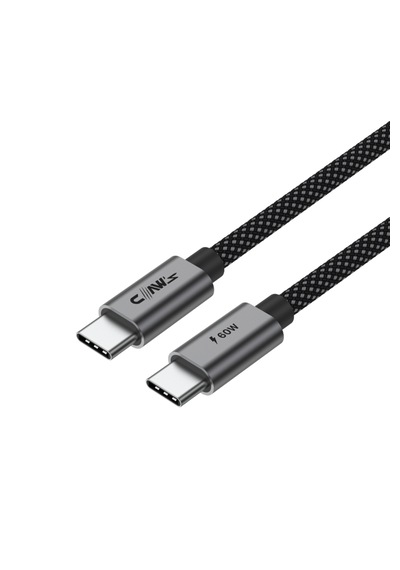 Voltlınk C60 Usb-c To Usb-c 60w Hızlı Şarj Ve 480 Mbps Veri Aktarım Silikon Örgülü Kablo 2 Metre Siyah