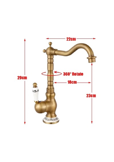 Rena Design Rustik Antik Evye Bataryası Mutfak Musluğu Eskitme Bakır Osmanlı Lavabo Çanak Armatür Otantik Bakır Eskitme Antik