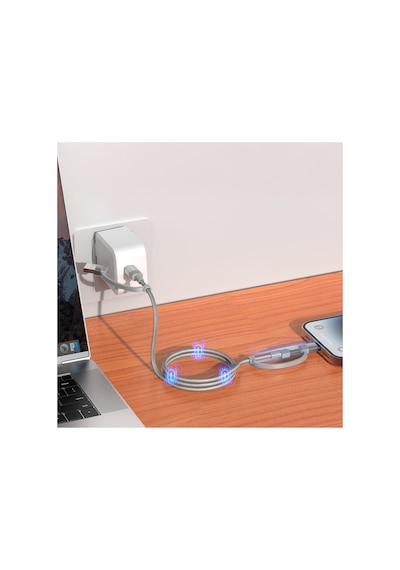 Hızlı Şarj Kablosu 4 İn 1 Usb-a/c To Type-c/lightning, 60w, 1.2m, Manyetik Gri-v0201008