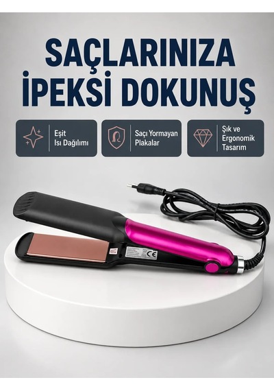 Profesyonel İyon Teknolojili Saç Düzleştirici 220 C Hızlı Isınma Ve Led Ekranlı Tasarım Sarı