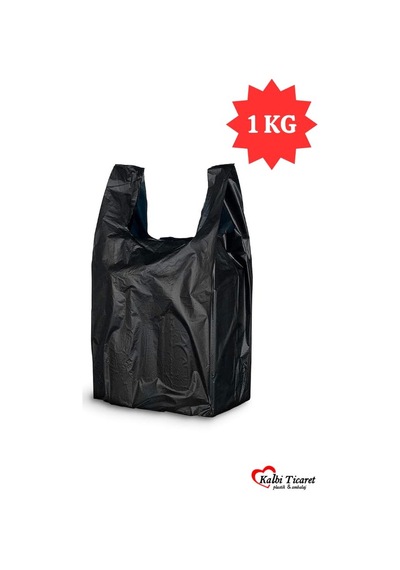 Kalın Siyah Poşet Orta Boy 1 Kg Hışır Atlet Poşet Market Manav Poşeti Çöp Poşeti