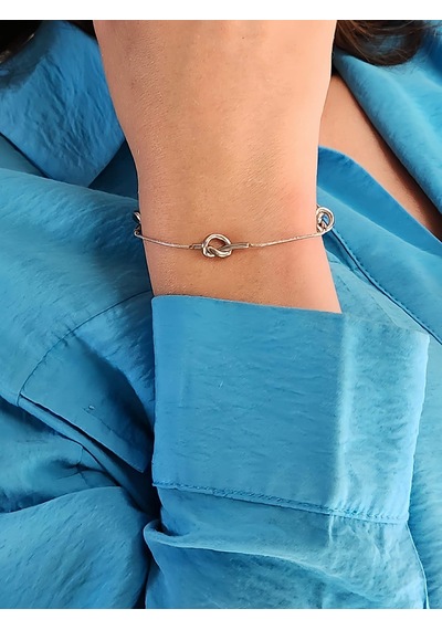 Düğüm Model Silver Renk Bileklik Gold