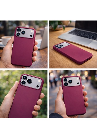Apple Uyumlu iPhone 17 Pro Max Kılıf Renkli Lansman İçi Kadife Yumuşak Kamera Yükseltili Silikon Bordo
