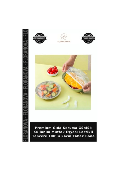 Premium Gıda Koruma Günlük Kullanım Mutfak Eşyası Lastikli Tencere 100'lü 24cm Tabak Bone Çok Renkli