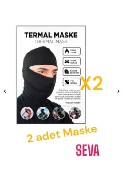 Sevateks Motorcu Maskesi Balaklava Maske 2 Adet Siyah