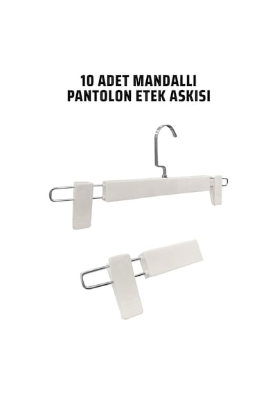 Pantolon Etek Askısı Plastik Abs 30 Cm Yüksek Kalite Mandallı Askı 10 Adet Diğer