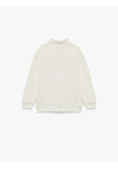 Koton Nakışlı Yarım Fermuarlı Beyaz Erkek Çocuk Sweatshirt 6wkb10152tk BEYAZ
