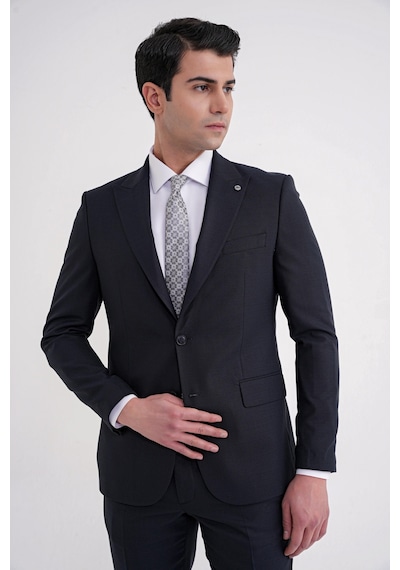Efor Slim Fit Çift Yırtmaç Sivri Yaka Esnek Lacivert Klasik Takım Elbise Tk 939 Lacivert