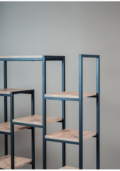 12 Raflı Modern Kitaplık Çiçeklik Ve Dekoratif Yaşam Ünitesi - Metal İskeletli Ahşap Raflı Siyah 12 Raflı Modern Kitaplık Çiçeklik Ve Dekoratif Yaşam Ünitesi - Metal İskeletli Ahşap Raflı Siyah