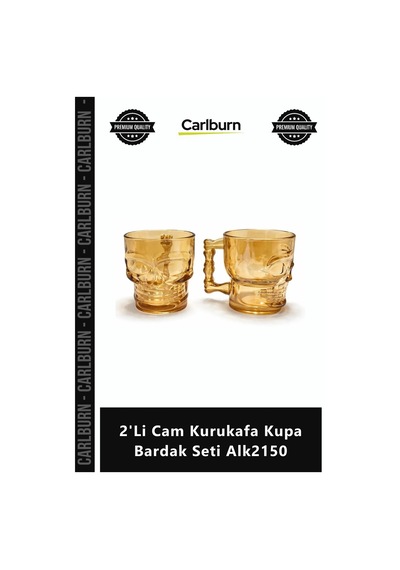 Bardak Borosilikat Isıya Dayanıklı Estetik Tasarım 2'li Cam Kurukafa Kupa Bardak Seti Çok Renkli