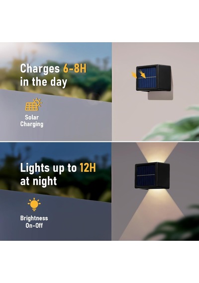 Güneş Enerjili Duvar Lambaları, Dış Mekan Güneş Enerjili Led Yukarı Aşağı Ayarlanabilir Işın Alacakaranlı