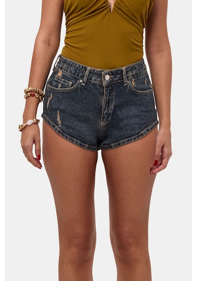 it's basic Kadın Koyu Kot 11s6 Süper Mini %100 Koton Denim Şort