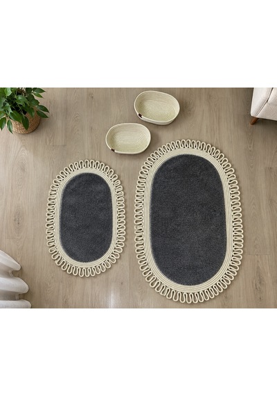 Senza Atelier Lüks 4 Lü Banyo & Antre Seti Fırfırlı Halat Çerçeveli, Peluş Dokulu Kaydırmaz Paspas Takımı Ve Sepetler Açık Gri - Antrasit Senza Atelier Lüks 4 Lü Banyo & Antre Seti Fırfırlı Halat Çerçeveli, Peluş Dokulu Kaydırmaz Paspas Takımı Ve Sepetler Açık Gri - Antrasit