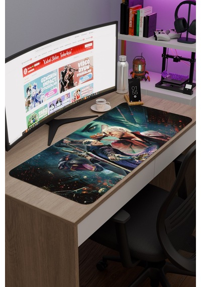 Devil May Cry Kaymaz Dikişli Kauçuk Oyuncu Mousepad V1 - 90x40 Xxl Gaming Mouse Pad Fare Altlığı