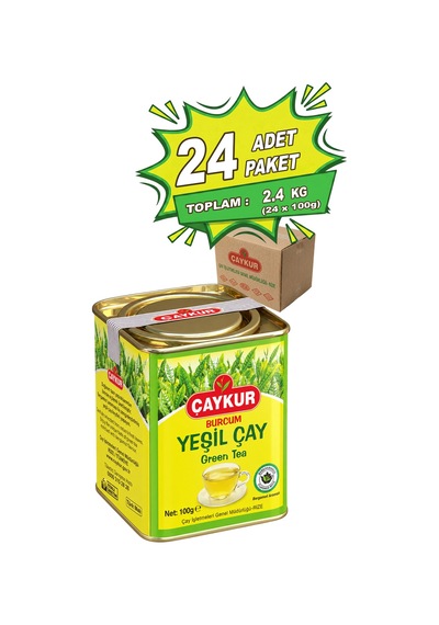Burcum Yeşil Dökme Çay Teneke Kutu 100 Gr. Yirmidörtlü Paket