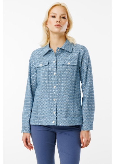 Ekol Kadın Kendinden Desenli Pullu Mont 6030 Blue Blue Mavi