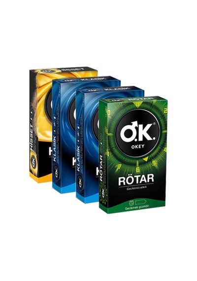Okey Rötar Prezervatif 10'lu + Klasik Prezervatif 10'lu x 2 + Hisset Prezervatif 10'lu
