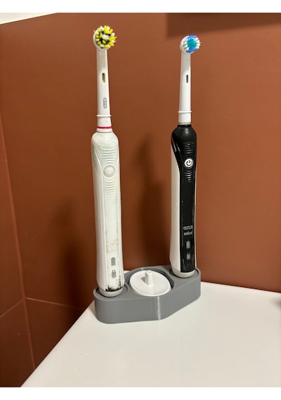 Oral B Uyumlu Şarjlı Diş Fırçası Makine Ve Şarj Standı 2'li 3d Baskı Siyah Renk Siyah