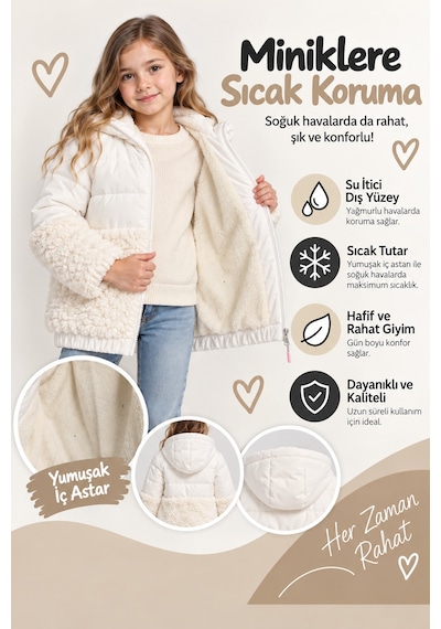 Ahengim Kız Çocuk Kapüşonlu Peluş Detaylı Şişme Mont Fermuarlı Sıcak Tutan Kışlık Ceket Ak4291 Ekru Ahengim Kız Çocuk Kapüşonlu Peluş Detaylı Şişme Mont Fermuarlı Sıcak Tutan Kışlık Ceket Ak4291 Ekru