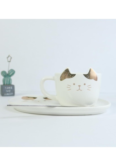 Kedi Temalı Seramik Kahve Seti Bm-2360 Çok Renkli