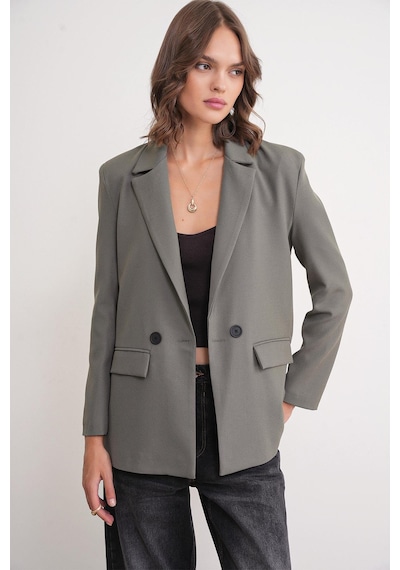 Mixray 4516 Kadın Bezayağı Blazer Ceket Haki