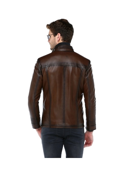 Dericlub E1081 Gerçek Deri Erkek Mont Camel Antik Camel