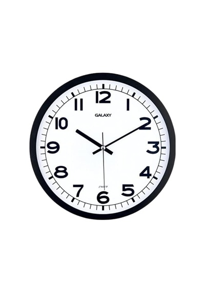 Galaxy Duvar Saati, Siyah Sessiz Akar Makine, Mineral Cam, Abs Çerçeve, 286mm Çap, Ofis Ve Ev İçin 0240-beyaz-şekilli-48cm