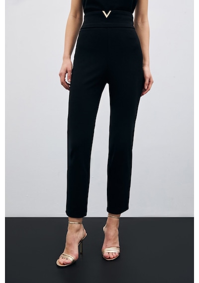 Sateen Bel Aksesuarlı Pantolon - Siyah-135478 Siyah