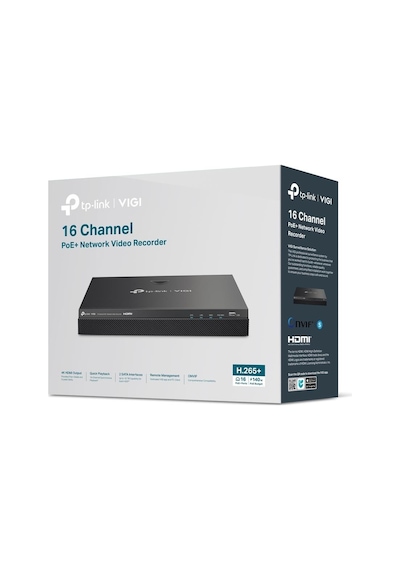 Tp-lınk Vıgı Nvr2016h-16mp 16 Kanal 140w Poe 4k 2 Sata H265+ Onvıf Nvr Kayıt Cihazı