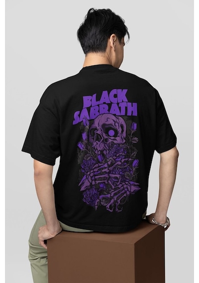 Sevbano Black Sabbath Müzik Grubu Baskılı Unisex Oversize Tasarım Tişört Siyah