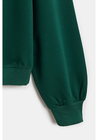 Sââde Kadın Oversize Bisiklet Yaka Basic Casual Sweatshirt Yeşil