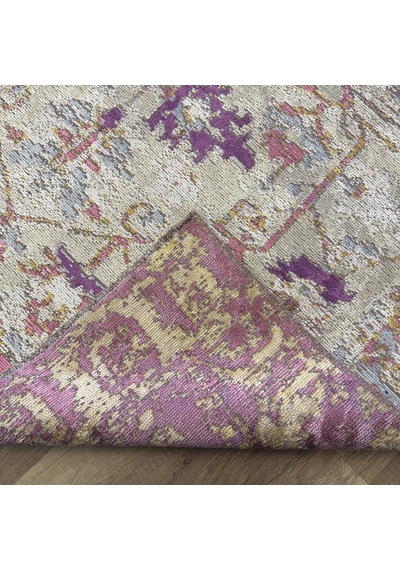 Hoom Rugs Arkaik Plz 04 Eflatun Etnik Renkli Vintage Makine Halısı Çok Renkli