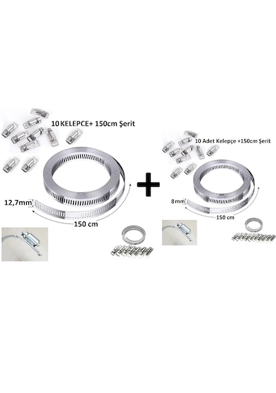Yate10 Şerit Kelepçe Set 300cm Şerit 20 Adet Kelepçe