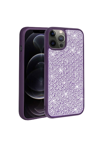 Zore İphone 13 Pro Max Uyumlu Parlak Taşlı Tasarım Ogaa Ston Kılıf-derin Mor