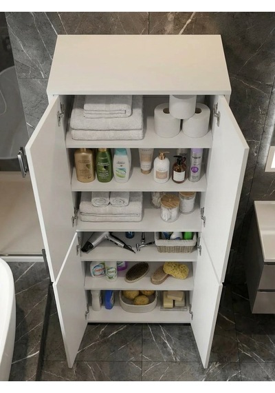 Mardo 4 Kapaklı Beyaz Çok Amaçlı Mutfak Banyo Ofis Kiler Balkon Dolabı Beyaz