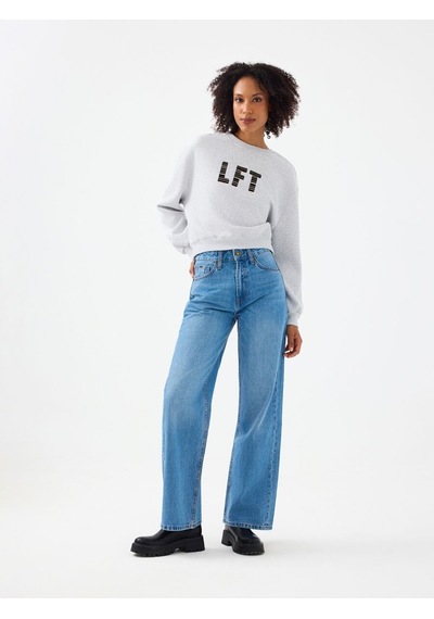 LOFT Crop Kadın Sweatshirt Lf2040749 Q1.v1 Gri Melanj