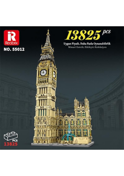 Reobrix 55012 Saat Kulesi Big Ben Yaratıcı Yapı Blok Seti Building Blocks The Clock Tower -13825parça