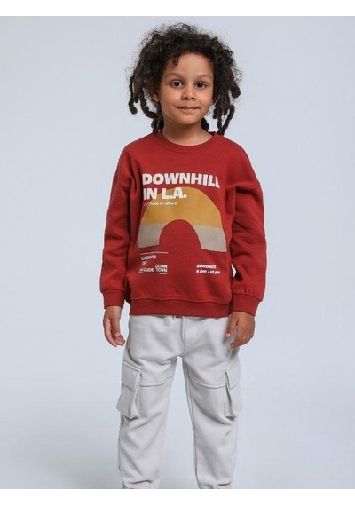Jack Lions Erkek Bebek Downhill Yazılı Sweatshirt-14342 Kiremit