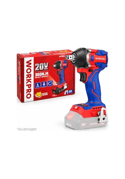 Workpro Wp390225 20volt 1/2 360nm Kömürsüz Profesyonel Şarjlı Somun Sıkma Akü Dahil Değildir